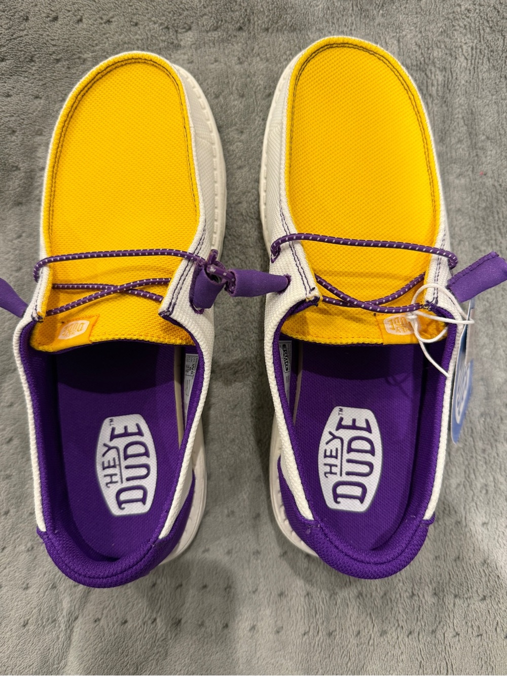Hey Dude LSU Canvas Slip-Ons in Yellow and Purple - Picture 1 of 5